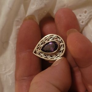 Genuine Amethyst Filagree Ring